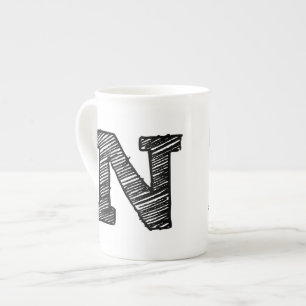 Mit Monogramm Tasse: Buchstabe "N " Prozellantasse
