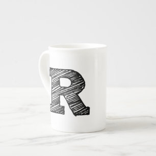 mit Monogramm Tasse: Buchstabe "R" Prozellantasse