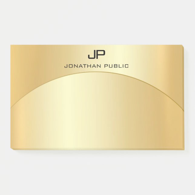 Mit Monogramm Template Trendy Imitate Gold Elegant Post-it Klebezettel (Vorderseite)