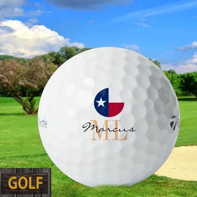 Mit Monogramm Texas Flag & Texas, USA Golf Golfball (Von Creator hochgeladen)