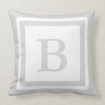 Mit Monogramm Throw-Kissen - Grau u. Weiß
