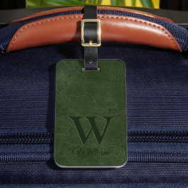 Mit Monogramm tiefwaldgrünes Kuhleder Gepäckanhänger