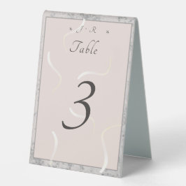Mit Monogramm Tischnummer aus Peach und Graumarmor Tischaufsteller