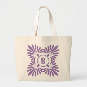 Mit Monogramm Tragetaschen: Lila Blumenmuster Jumbo Stoffbeutel