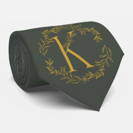 Mit Monogramm Trauzeugen für Schwarz-Oliven Krawatte