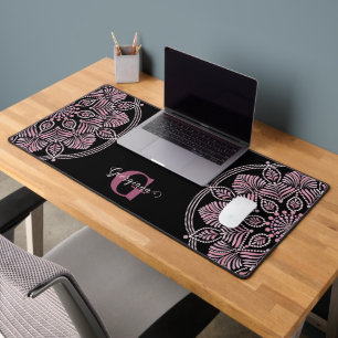Mit Monogramm trockene Rose Blumenfronten Dot Mand Schreibtischunterlage