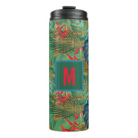 Mit Monogramm Tropenflora auf Wicker Print