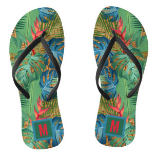 Mit Monogramm tropische Flora Flip Flops