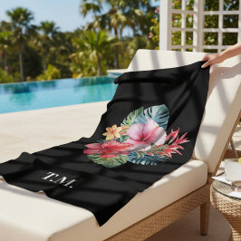 Mit Monogramm tropische Flora Strandtuch