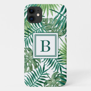mit Monogramm Tropisches Jungle Palm Blätter Muste Case-Mate iPhone Hülle
