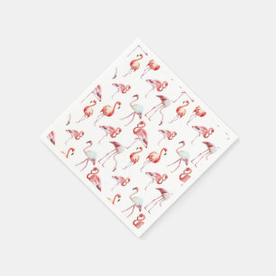 Mit Monogramm tropisches Rosa Flamingo Serviette