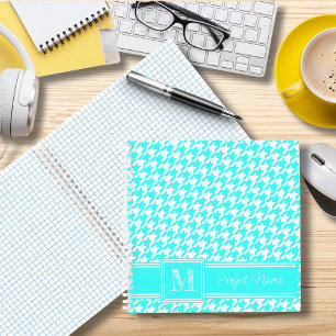 Mit Monogramm türkisfarbenes Hahnentrittmuster Gra Notizbuch