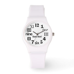 Mit Monogramm typografische Spielzahlen Armbanduhr