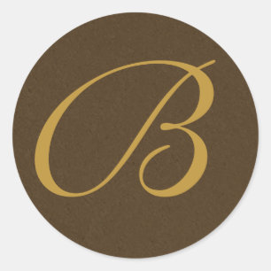 mit Monogramm Umschlag Aufkleber in Braun und Gold