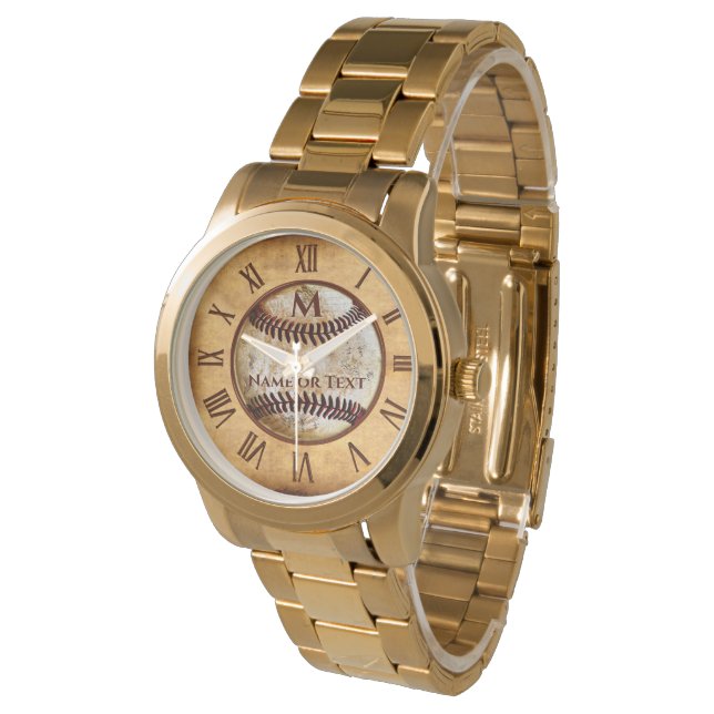 Mit Monogramm und Personalisierte Mens-Baseball-Uh Armbanduhr (Schrägansicht)