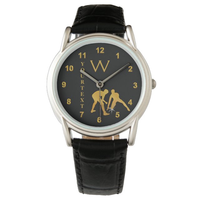 Mit Monogramm und Personalisierte Wrestling-Uhren Armbanduhr (Vorderseite)