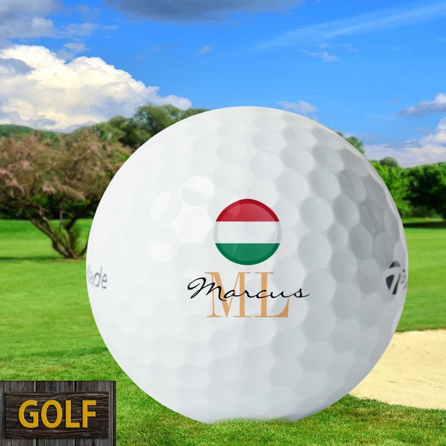Mit Monogramm ungarische Flagge und ungarische Gol Golfball (Von Creator hochgeladen)