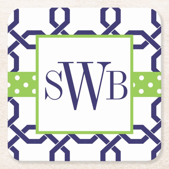 Mit Monogramm Untersetzer aus Gitter und Grosgetre (Vorderseite)