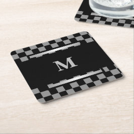 Mit Monogramm Untersetzer für schwarz kariertes Pa