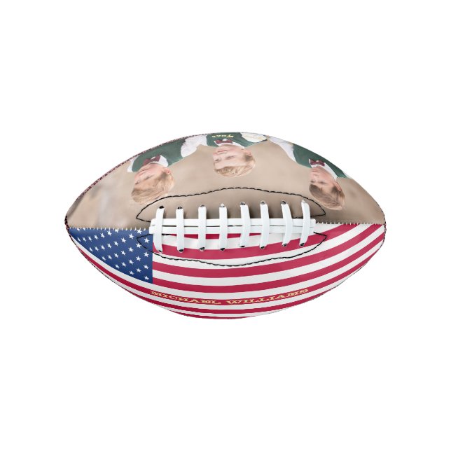 Mit Monogramm US-amerikanisches Flaggenteam Foto P Football (Vorderseite)