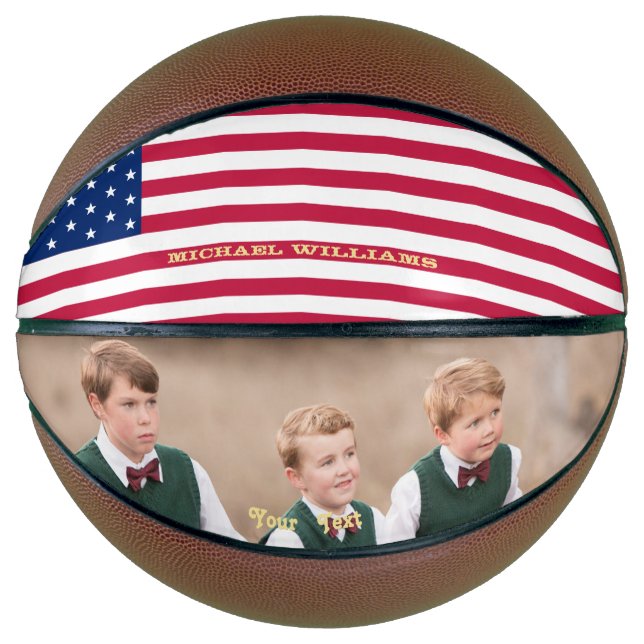 Mit Monogramm USA Flag Team Foto Patriotic America Basketball (Vorderseite)