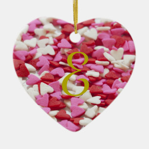 Mit Monogramm Valentinherz in Rosa Weiß und Rot Keramik Ornament