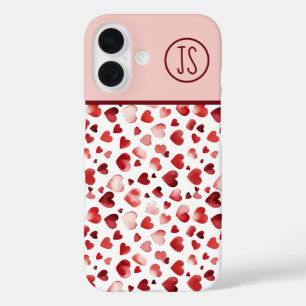 Mit Monogramm Valentinstag mit rotem Herzen iPhone 16 Hülle