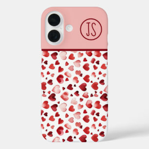 Mit Monogramm Valentinstag mit rotem Herzen iPhone 16 Hülle