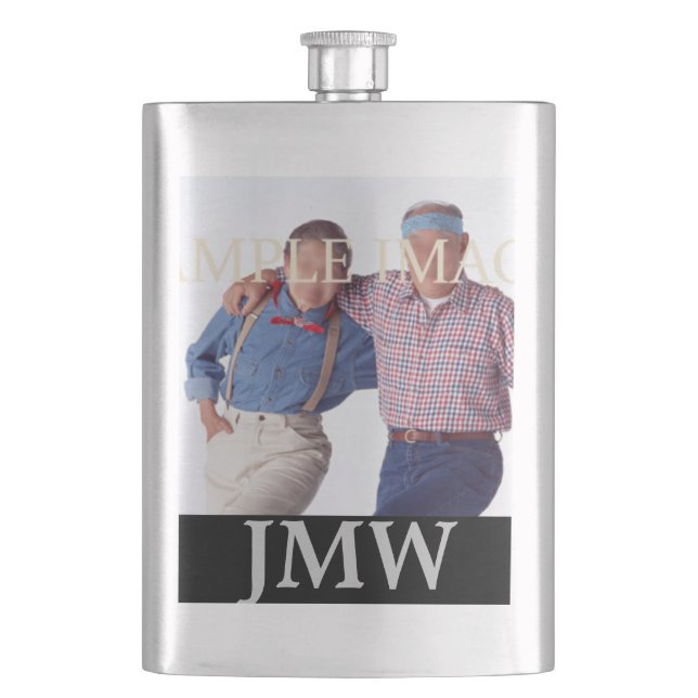 Mit Monogramm Väter Väter Foto PERSONALISIEREN Flachmann (Vorderseite)