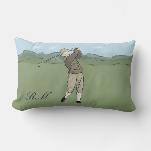 Mit Monogramm Vintage Artgolfkunst Lendenkissen (Vorderseite)