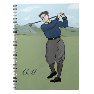 Mit Monogramm Vintage Artgolfkunst Notizblock