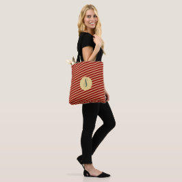 Mit Monogramm Vintage Goldene Streifen auf Rot Tasche