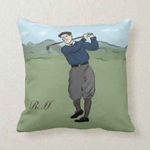 Mit Monogramm Vintage Golfart Kissen