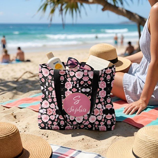 Mit Monogramm Vintage rosa Blume Tasche (Von Creator hochgeladen)