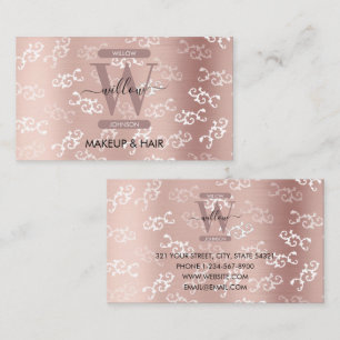 Mit Monogramm Vintage Rose Gold Damask Makeup Haar Visitenkarte