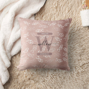 Mit Monogramm Vintage Rose Gold Damask Muster Kissen