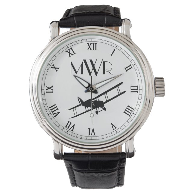 Mit Monogramm Vintage Zweiebene Armbanduhr (Vorderseite)