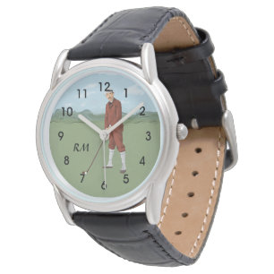 Mit Monogramm Vintager Stilgolfer Armbanduhr