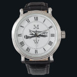 Mit Monogramm Vintages Flugzeug Armbanduhr<br><div class="desc">Vintages Flugzeug. römische Zahlen. Ersetzen Sie Platzhalterbuchstaben durch Ihre Initialen.</div>