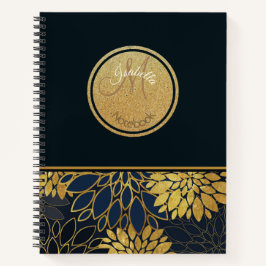 Mit Monogramm Vintages Gold und Indigofarbe Notizbuch