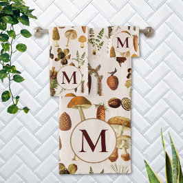 Mit Monogramm Vintages Pinienwaldmuster Badhandtuch Set