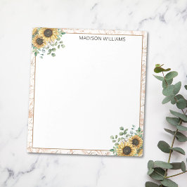 Mit Monogramm Vintages Sonnenblumendekoupage Notizblock