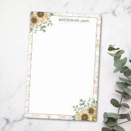 Mit Monogramm Vintages Sonnenblumendekoupage Post-it Klebezettel