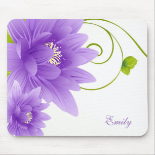 Mit Monogramm-violette Blumen Mousepad