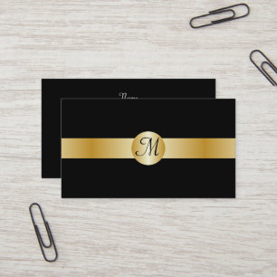 Mit Monogramm Visitenkarte für Schwarz und Gold