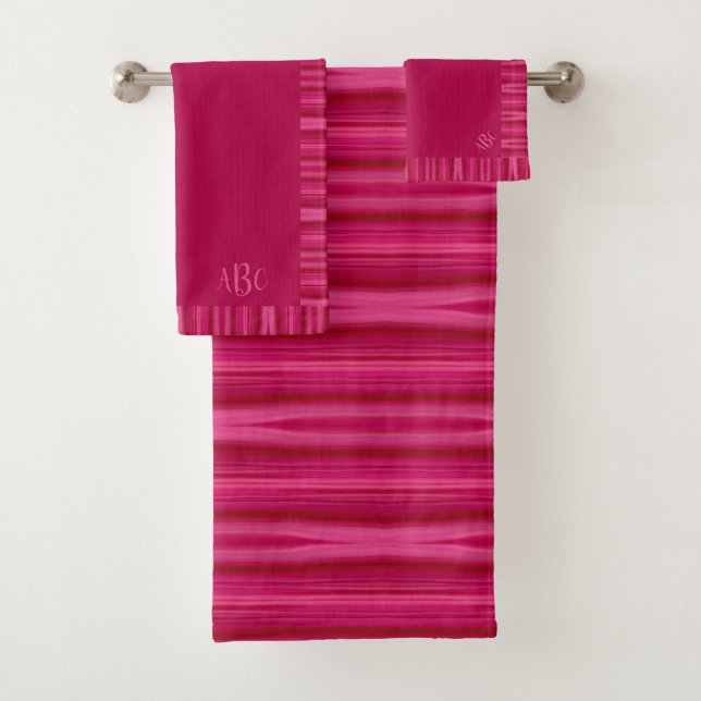Mit Monogramm Viviane Fuchsia Badhandtuch Set (Insitu)
