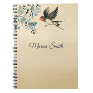 Mit Monogramm Vögel und Bäume Notizblock