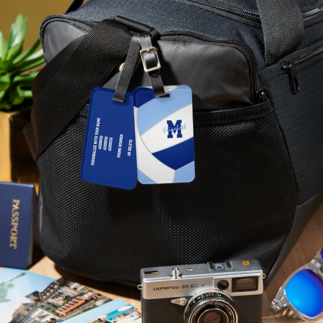 mit Monogramm Volleyballfarben Gepäckanhänger (Vorderseite & Rückseite)