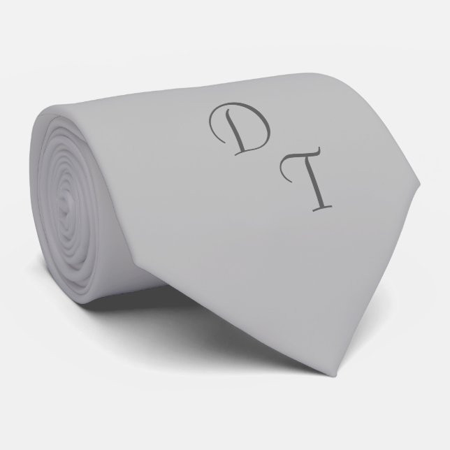 mit Monogramm Vollfarbe silber grau Krawatte (Gerollt)