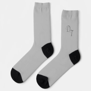 Mit Monogramm Vollfarbe silber grau Socken
